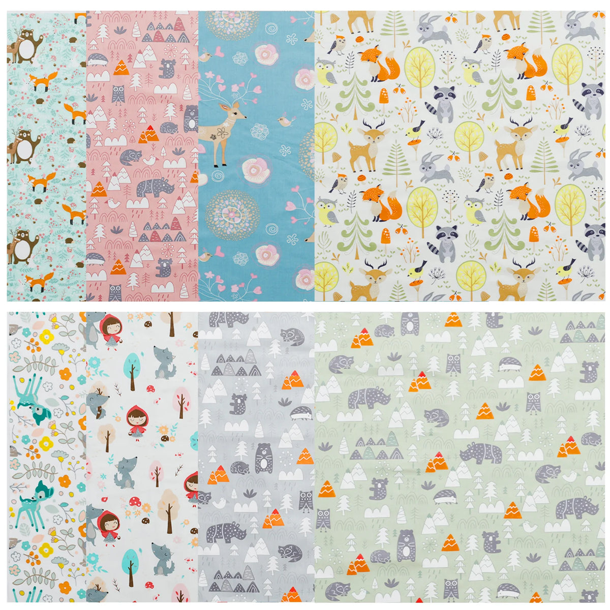 Printed Cotton Quilting Fabric Set – 8 Pre-Cut 50×50cm Squares