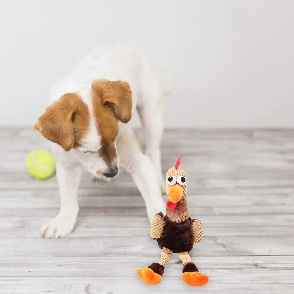 Turkey Squeaky Plush Dog Toy – Soft Stuffed Chew Toy for Puppies