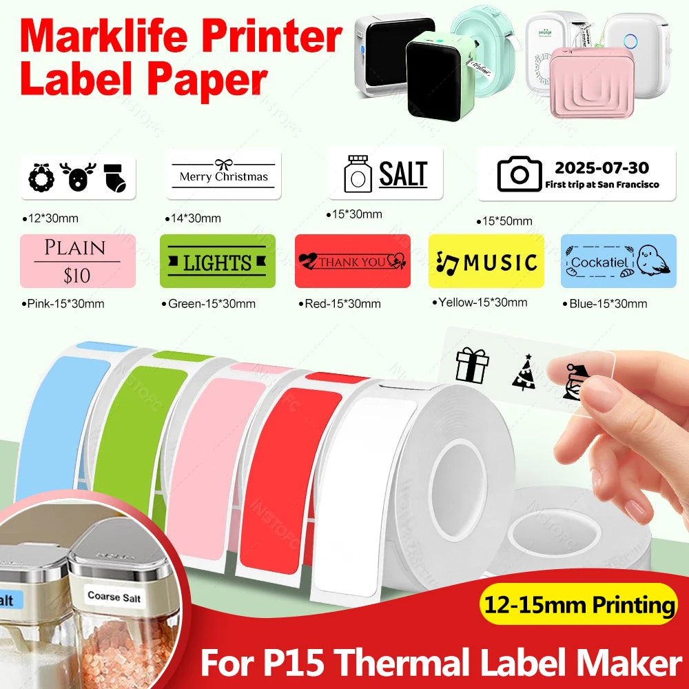 Marklife P15 Thermal Label Paper 12x40 15x30 15x50mm Thermal Label Paper Nixie