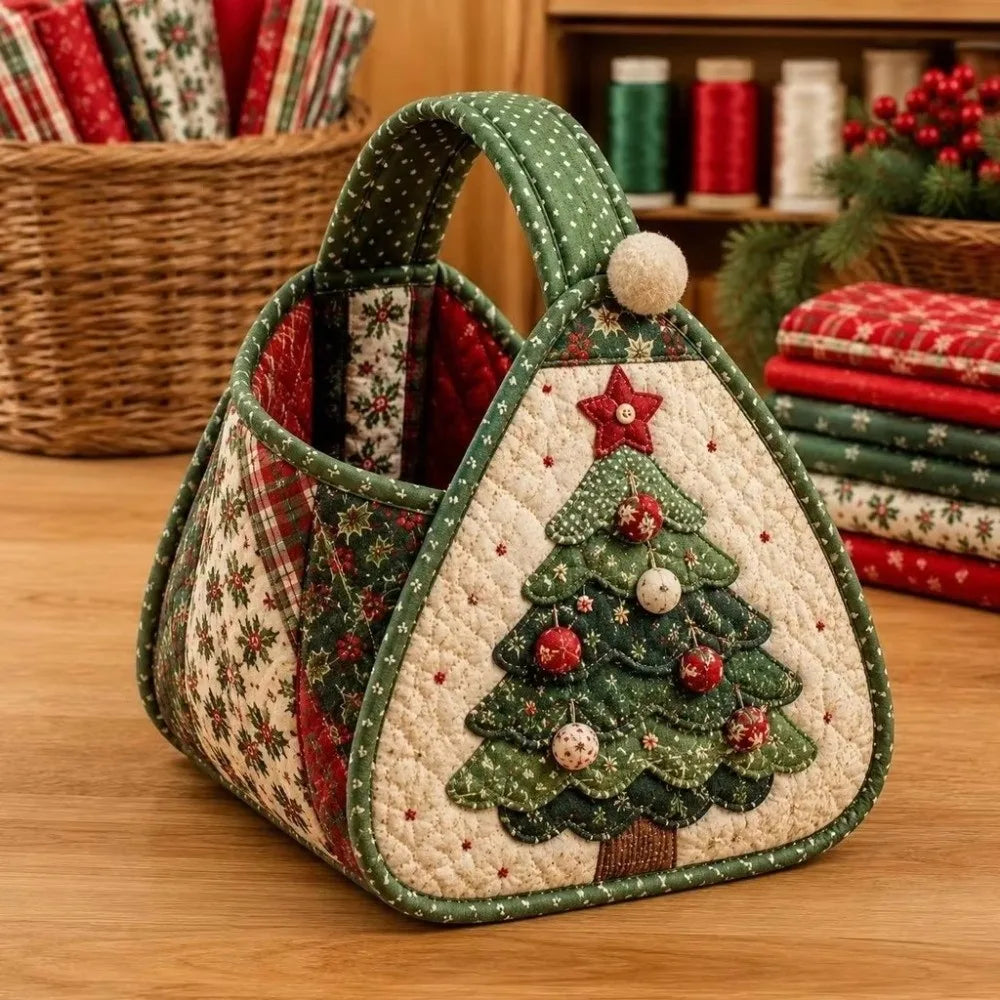 Christmas Quilted DIY Carry Basket – Foldable Fabric Craft DIY Craft Basket Nixie
