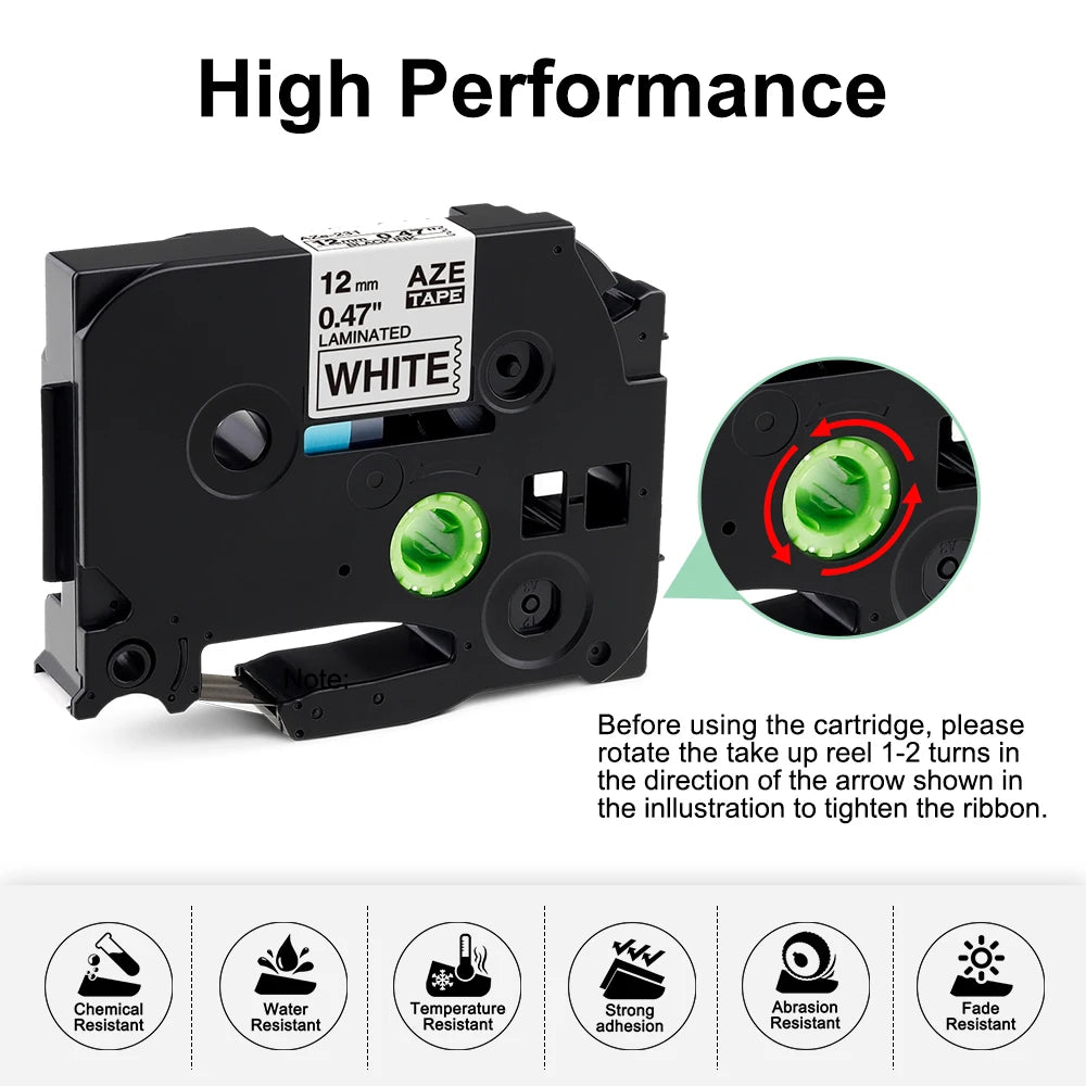 Labelife TZe Label Tape 9-24mm Black on White – Brother Compatible Label Printer Tape Nixie