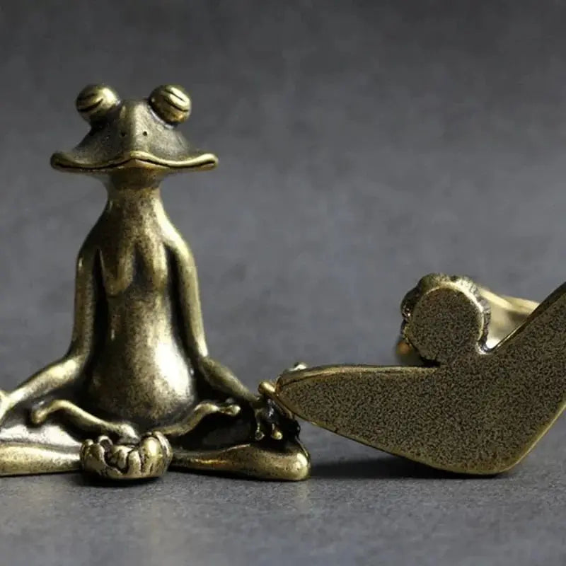 Brass Frog Zen Buddhist Statue Incense Burner & Tea Pet Décor Decorative Figurine Nixie