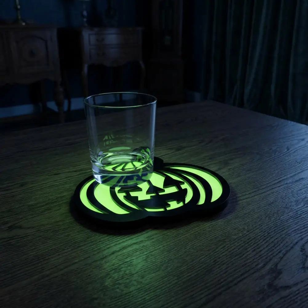 Halloween Glow-in-the-Dark Wooden Coasters – Anti-Slip Drink Mats