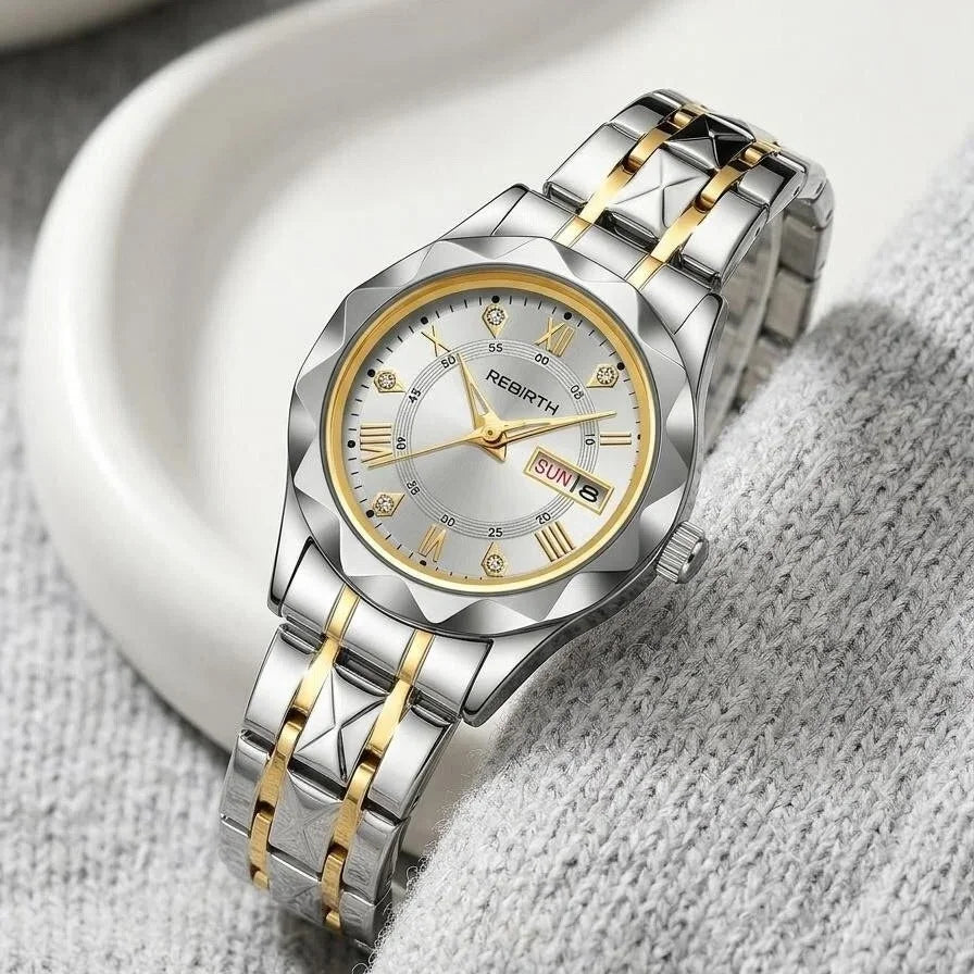 REBIRTH Women's Quartz Watch – Day & Date Display | Stylish Women's Quartz Watch Nixie
