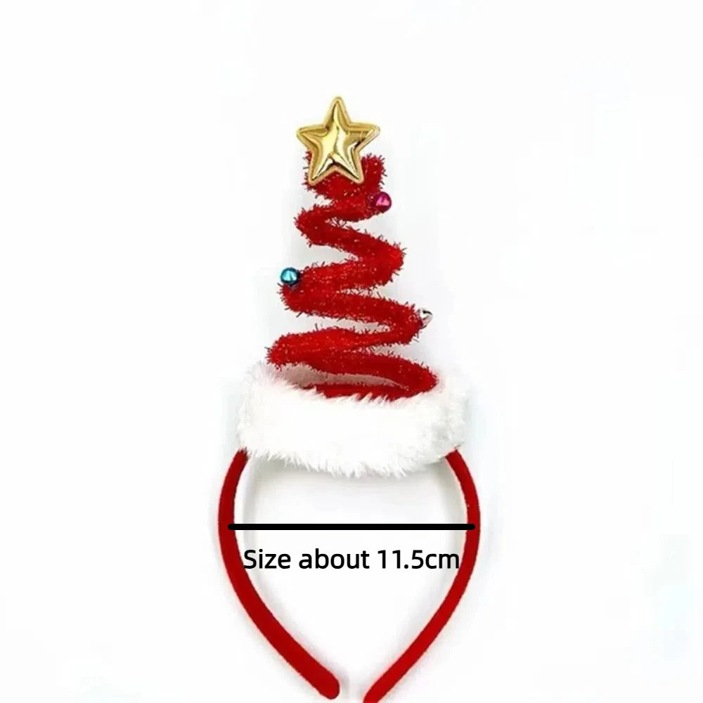 Fluffy Christmas Headband Bells Santa Hat Hair Hoop Kids Adults Holiday Hair Accessory Nixie