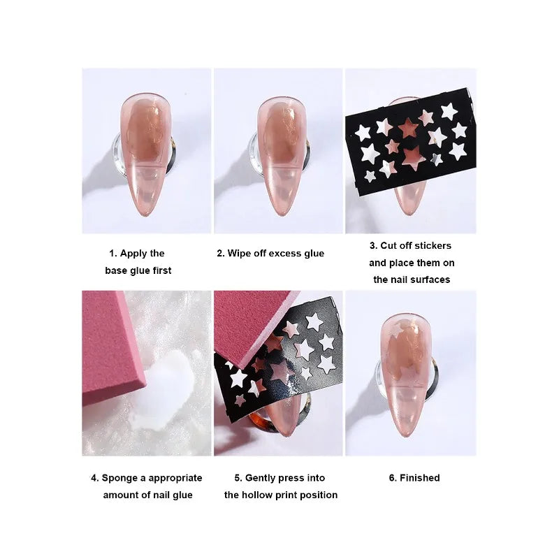 5-Sheet Nail Art Stamping Stencils – Hollow Out Decal Plates Nail Art Stencils Nixie