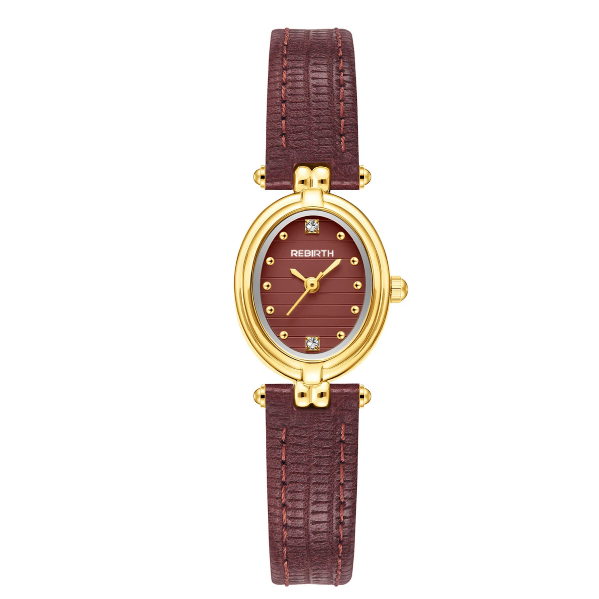 REBIRTH Women's Quartz Watch – Elegant Leather Band, Alloy Case Women's Quartz Watch Nixie Coffee