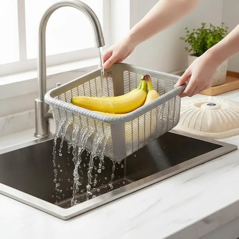 Stackable Plastic Storage Basket with Lid | Kitchen Organizer Kitchen Storage Basket Nixie