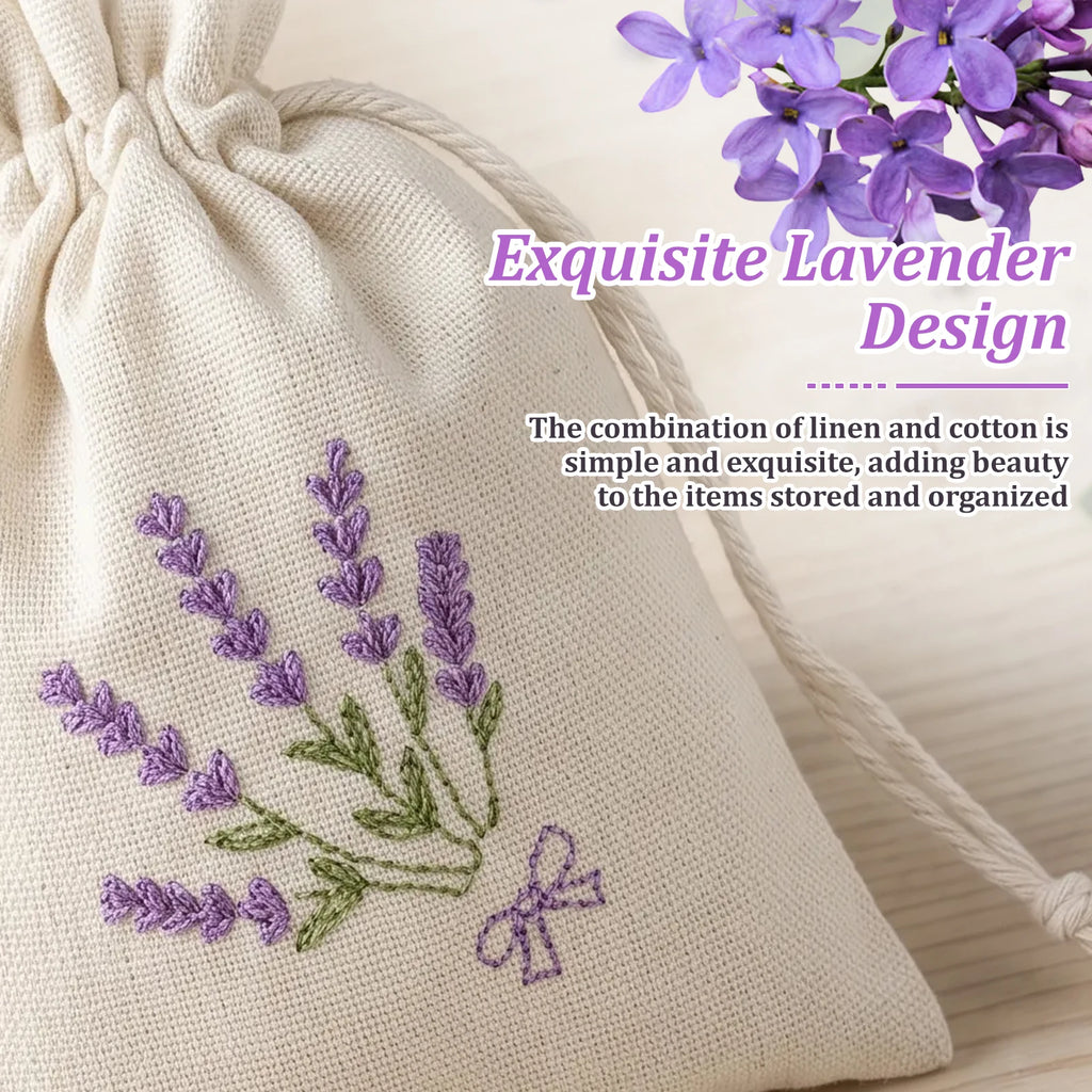 24Pcs Lavender Drawstring Gift Bags – Canvas Embroidered Pouches Drawstring Gift Bags Nixie
