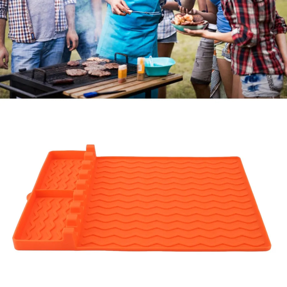 Silicone Griddle Mat – Heat Resistant Wavy Drip Pad, Orange Silicone Griddle Mat Nixie