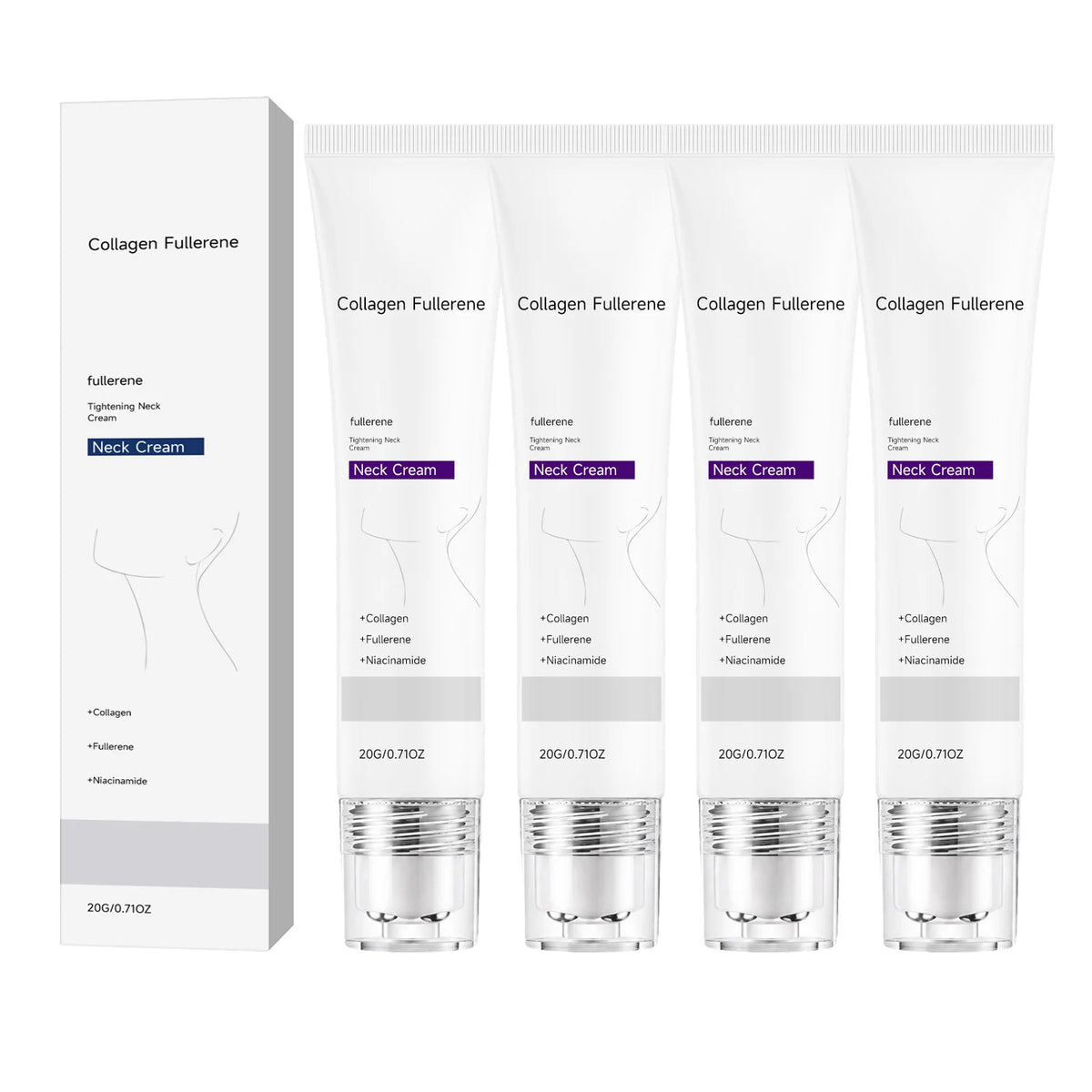 Roller-Ball Neck Cream – Collagen, Fullerene & Niacinamide Neck Cream Nixie 4pcs