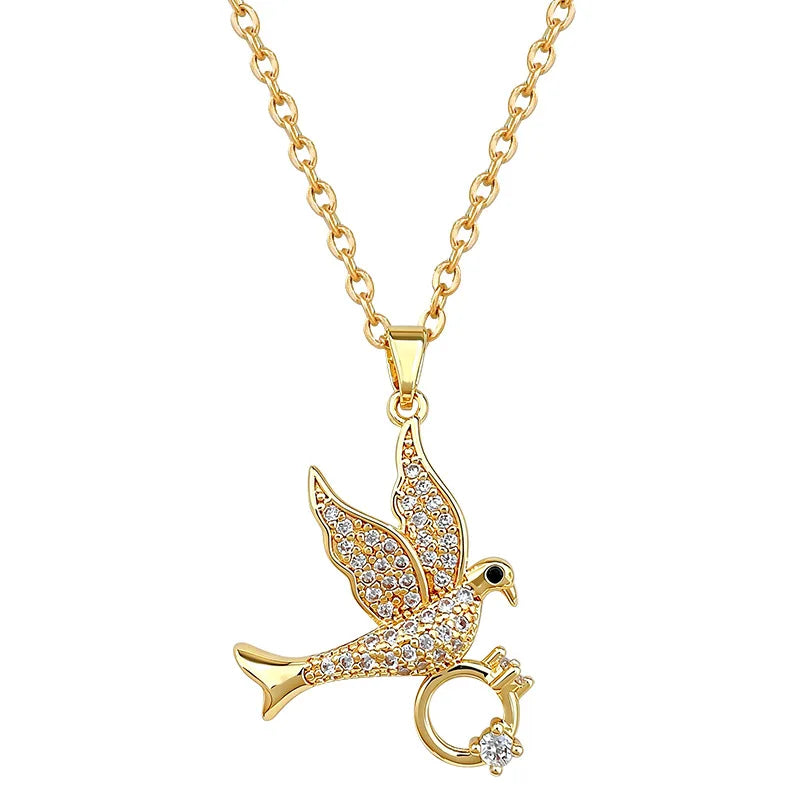 Angel Dove Pendant Necklace – Zircon Women's Fashion Jewelry Pendant Necklace Nixie