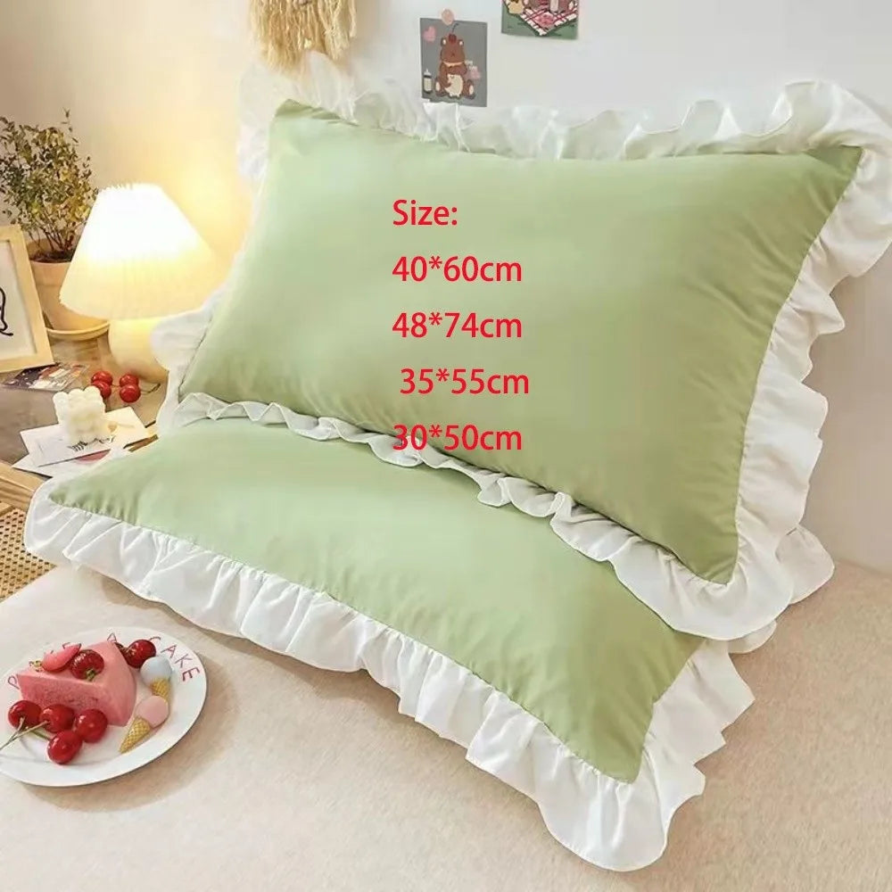Korean Princess Ruffle Pillowcase – Stain-Resistant, 4 Sizes Ruffle Pillowcase Nixie