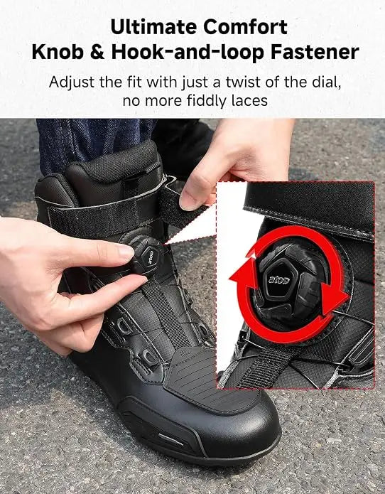 KEMIMOTO Men's Waterproof Motorcycle Ankle Boots Anti-Slip Motorcycle Riding Boots Nixie