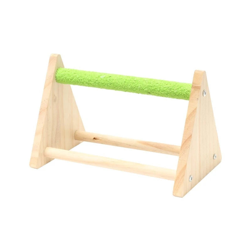 Solid Wood Triangle Parrot Stand – Claw Grinding Desktop Perch