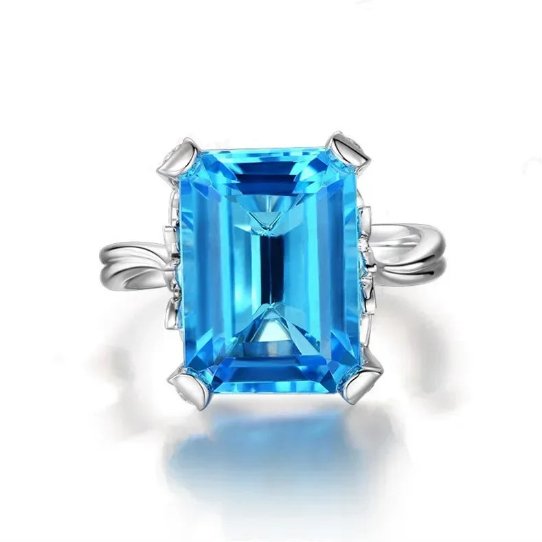 Silver Aquamarine Zircon Ring – Wedding & Engagement Sizes 6–10 Fashion Zircon Ring Nixie