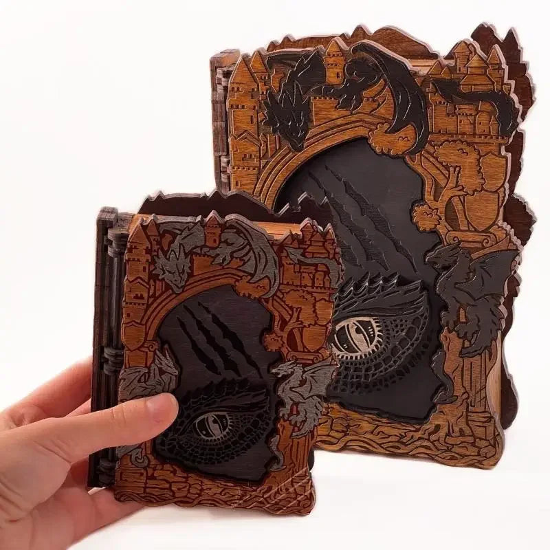 Dragon Grimoire Wooden Storage Box | Dragon Totem Gift Box Decorative Wooden Box Nixie