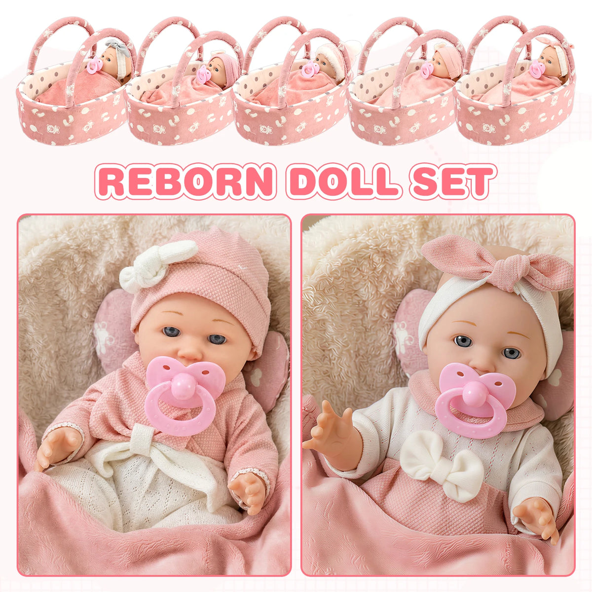 12-Inch Reborn Baby Doll Set with Bassinet, Blanket & Accessories Reborn Baby Doll Set Nixie