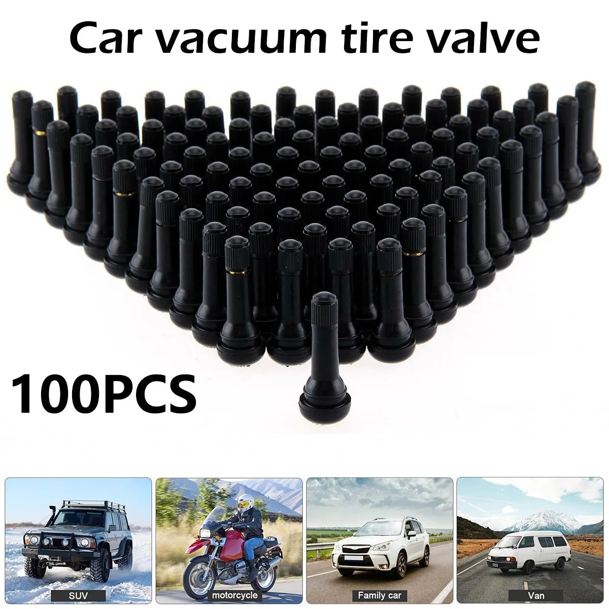 100Pcs TR414 Snap-In Tubeless Tire Valve Stems – Universal Fit Tire Valve Stems Nixie