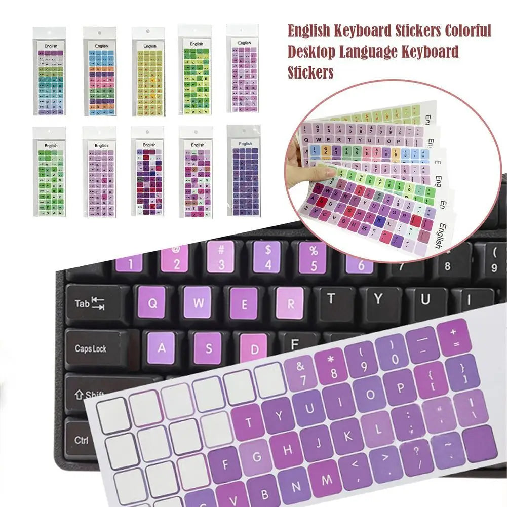 Macaron Color English Keyboard Stickers – Dustproof PVC Key Film Keyboard Sticker Nixie