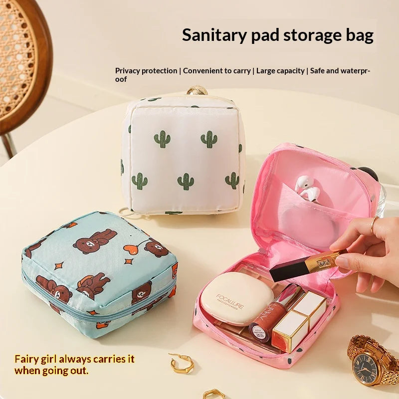 Portable Sanitary Pad Storage Pouch – Cute Cartoon Organizer Organizer Pouch Nixie