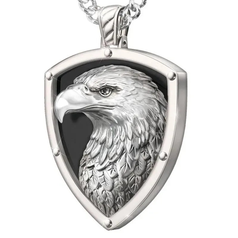 Vintage Gothic Egyptian Horus Eagle Pendant Necklace for Men Pendant Necklace Nixie Silver Plated