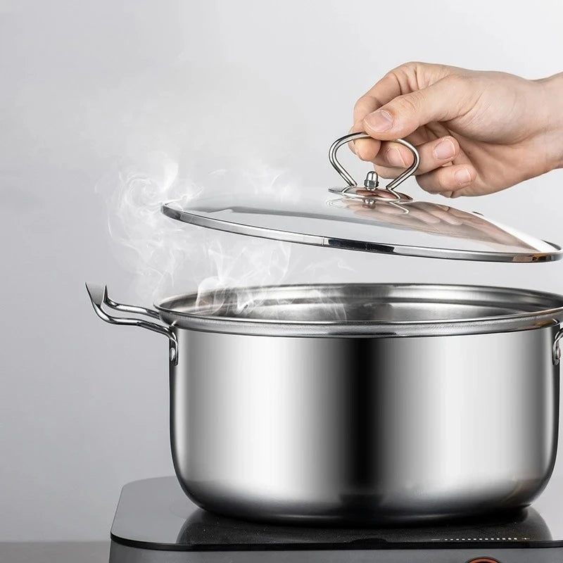 6-Piece Non-Stick Stainless Steel Cookware Set – 3 Pots & Lids Cookware Set Nixie