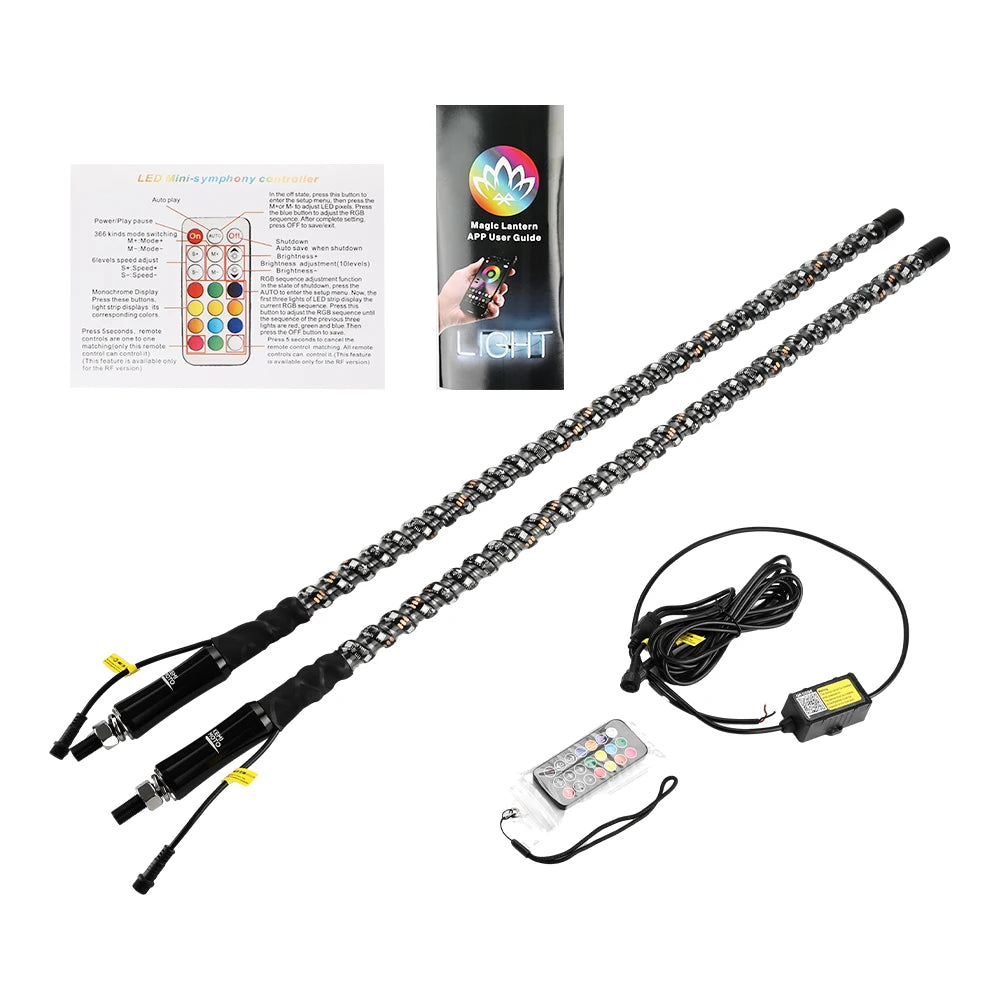KEMIMOTO 3FT LED Whip Lights for UTV ATV – 300+ Modes, IP67 UTV ATV Whip Lights Nixie 3FT