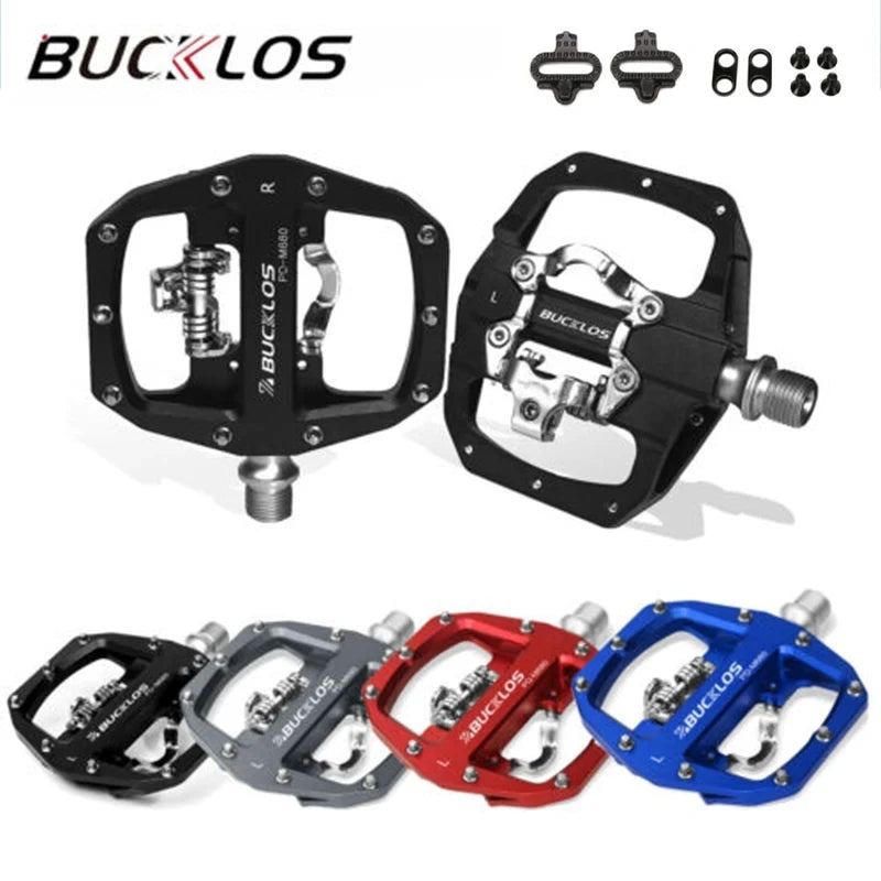 BUCKLOS Dual Function MTB Pedals – Flat & SPD Clipless