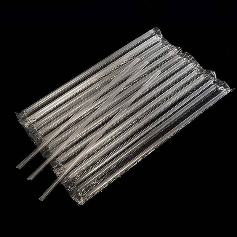 500Pcs Clear Pointed-Tip Disposable Plastic Drinking Straws