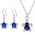 Sea Turtle Necklace & Earrings Set – Zircon Stone Jewelry Jewelry Set Nixie 12.25 Blue