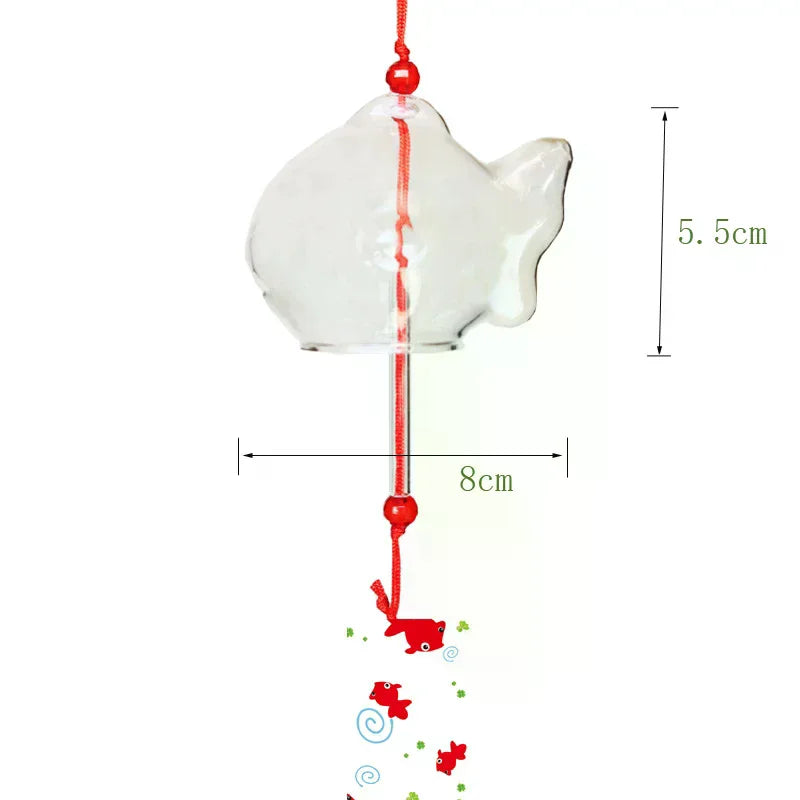 Japanese Glass Goldfish Wind Chime Furin Garden Hanging Decor Glass Wind Chime Nixie