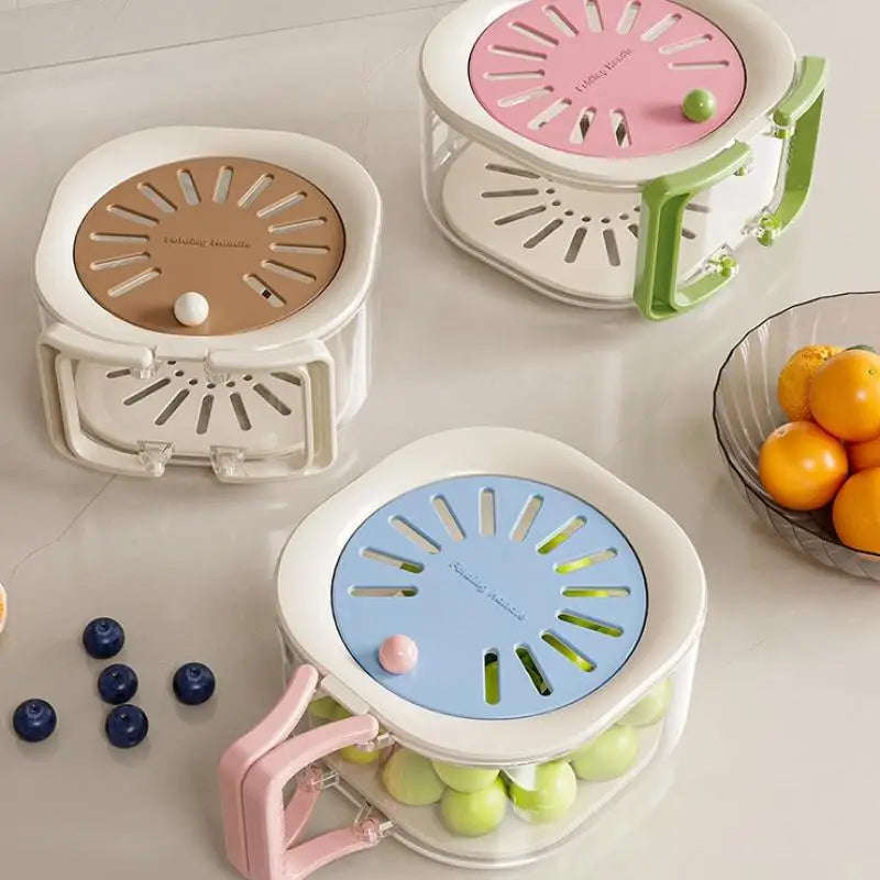 Expandable Drain Basket 2-in-1 Fruit & Vegetable Rinser with Lid Colander Drain Basket Nixie