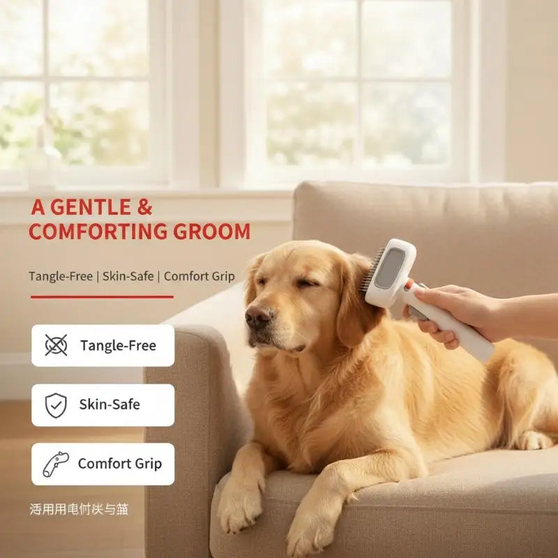 2-in-1 Self-Cleaning Pet Deshedding Brush for Dogs & Cats Pet Grooming Brush Nixie onesize