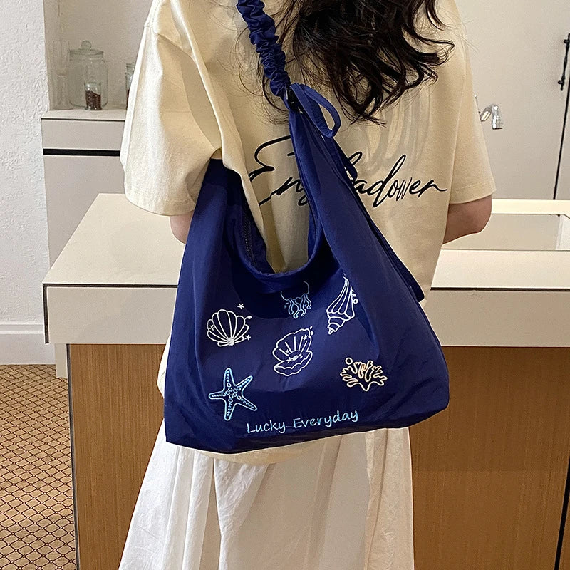 Korean Minimalist Canvas Tote Large Capacity Crossbody Bag