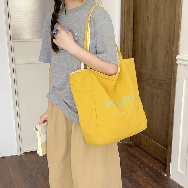 Plaid Canvas Tote Bag – Large Capacity School & Commuter Bag Canvas Tote Bag Nixie