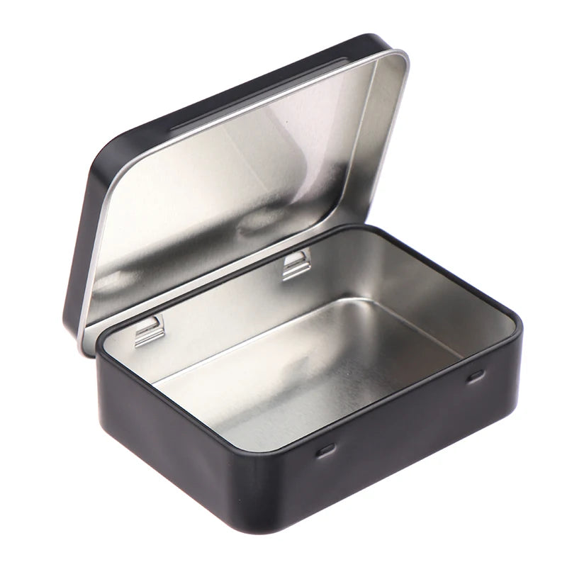 Iron Storage Box Frosted Finish Metal Tin with Hinged Lid Metal Storage Tin Nixie Black