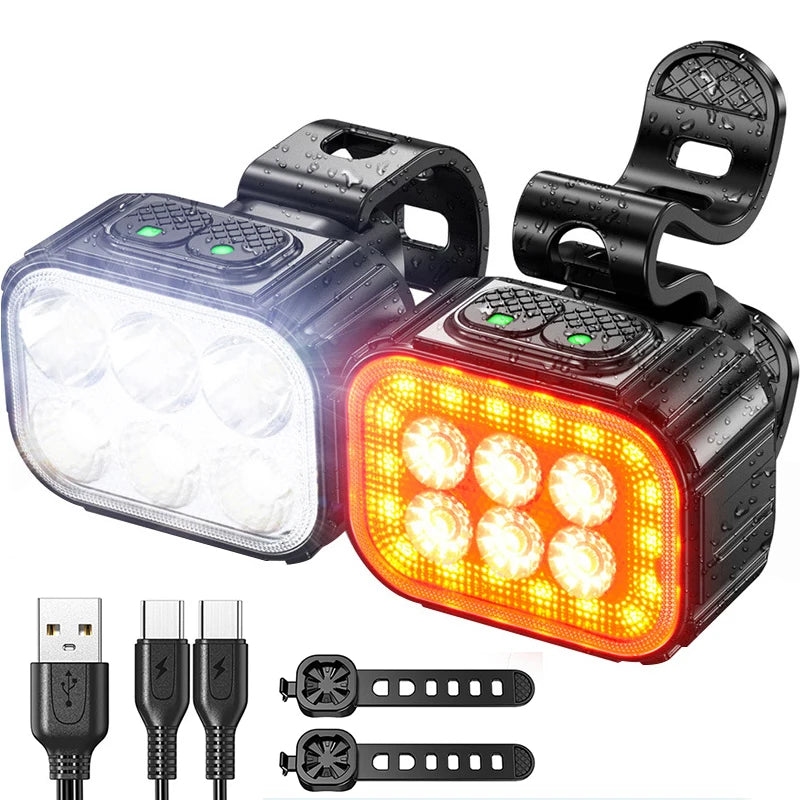 LED Bike Light Set | Type-C Rechargeable Front & Rear Lights