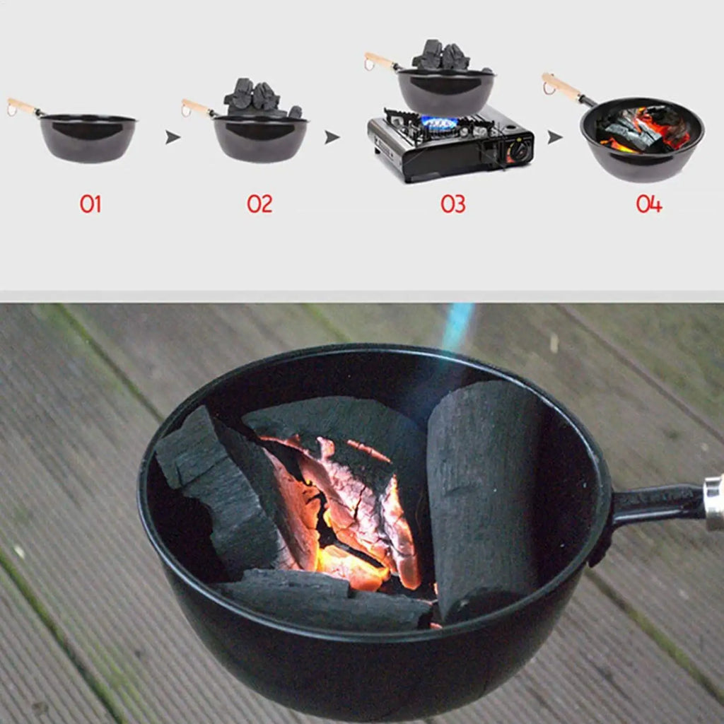 Portable Charcoal Starter Pot Wooden Handle – Mini BBQ Stove