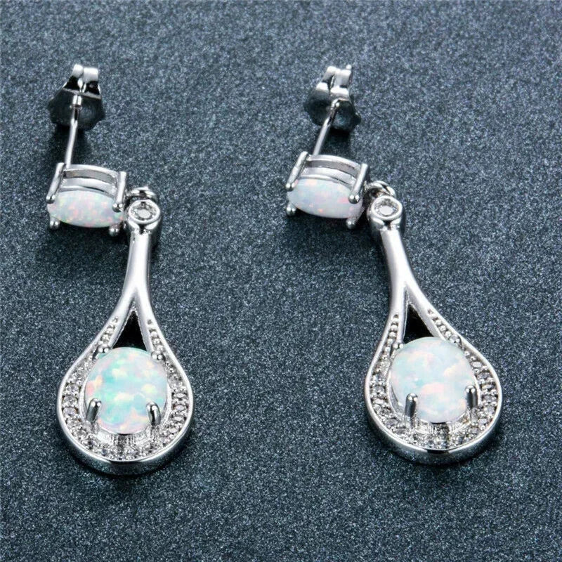 Glass Opal Drop Stud Earrings – Vintage Women's Jewelry Stud Earrings Nixie