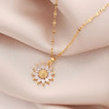 Gold Flower Pendant Necklace with Zirconia – Women's Jewelry Pendant Necklace Nixie Gold plated
