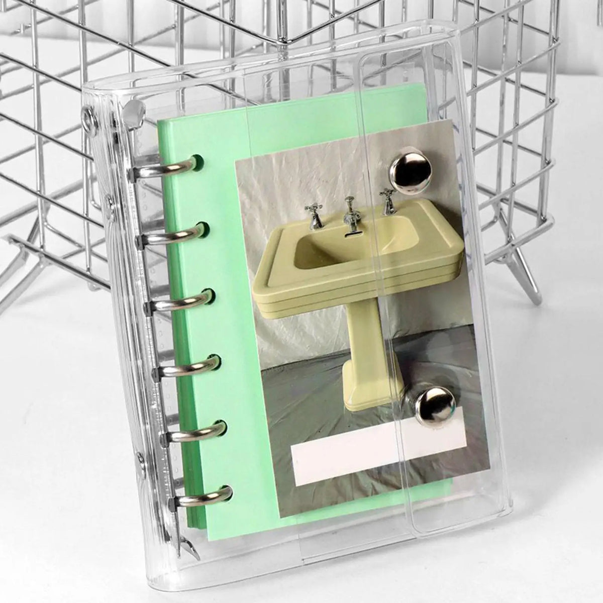 6-Ring Clear PVC Binder Cover A6/A7 Loose Leaf Notebook Organizer