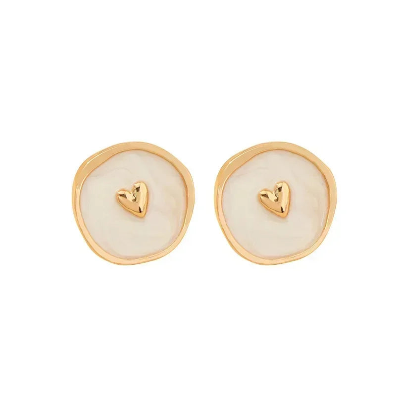Beige Heart Drop Earrings – Zinc Alloy Crystal Fashion Jewelry Drop Earrings Nixie