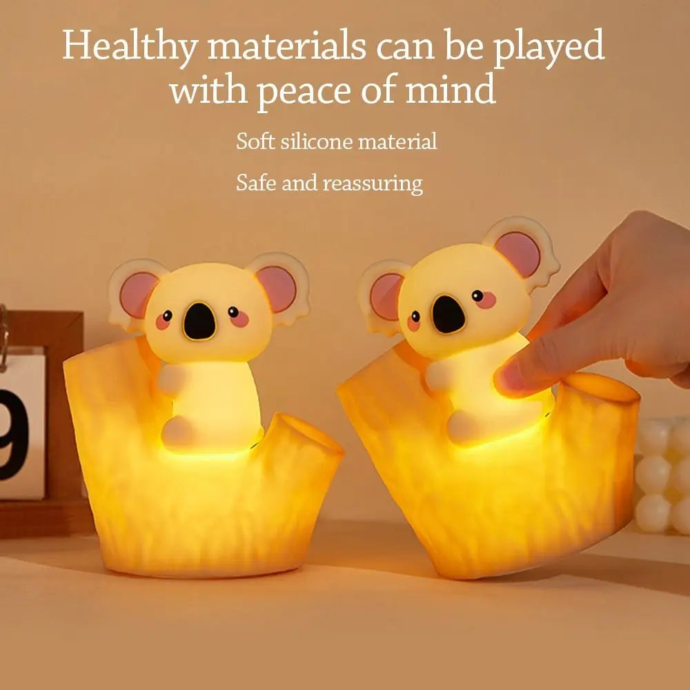 Koala Silicone LED Night Light USB Rechargeable 7-Color Tap LED Night Light Nixie