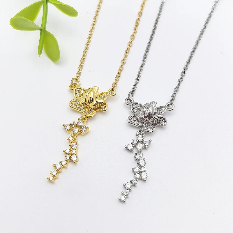 Gold Flower Pendant Necklace for Women | Stainless Steel Chain Pendant Necklace Nixie