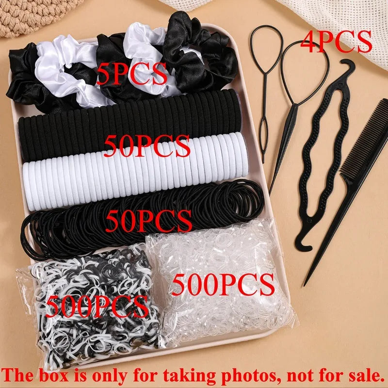 1109-Pc Women's Hair Accessories – Scrunchies, Bands & Headbands Hair Accessories Set Nixie 3-black white 1109 Pieces