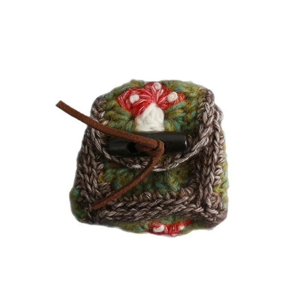 Hand-Crocheted Mushroom Earphone Bag – Cute Knit Pouch Crochet Earphone Pouch Nixie