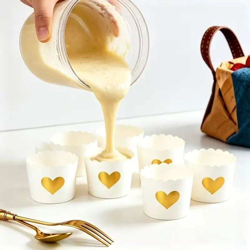 50 Pcs Gold Foil Cupcake Liners – Non-Stick Greaseproof Muffin Cups Cupcake Liners Nixie