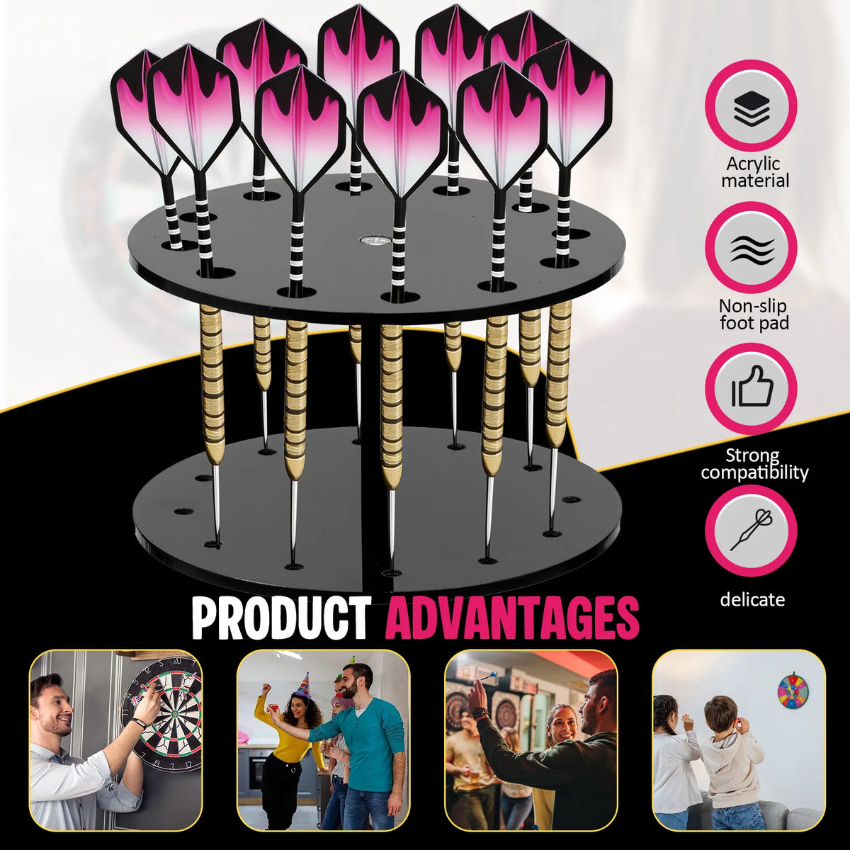 Acrylic Dart Holder Stand – 12-Dart Tabletop Display Rack