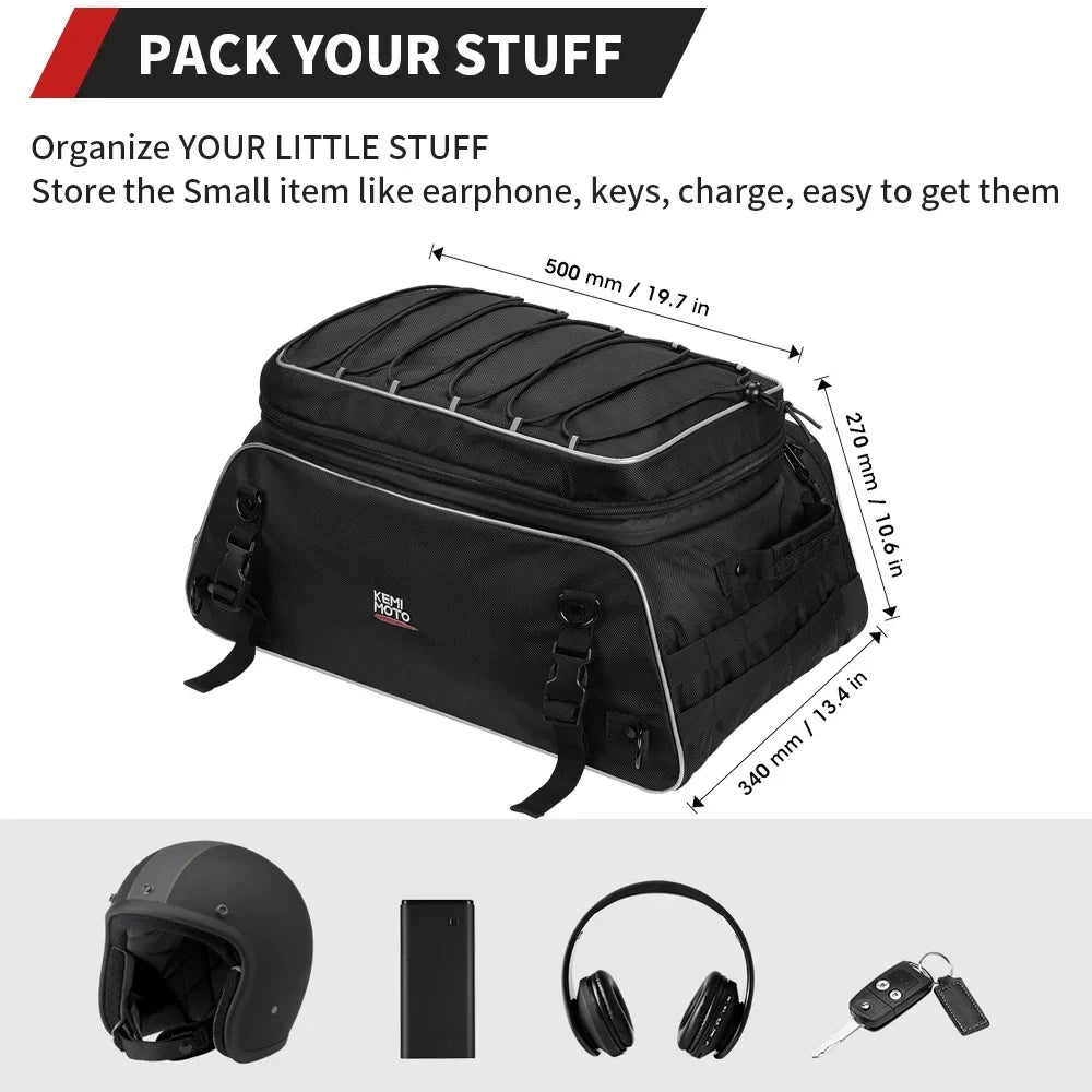 Motorcycle Tail Bag Soft Trunk Tour-Pack Rack Bag for Touring Motorcycle Trunk Bag Nixie Tail Bag